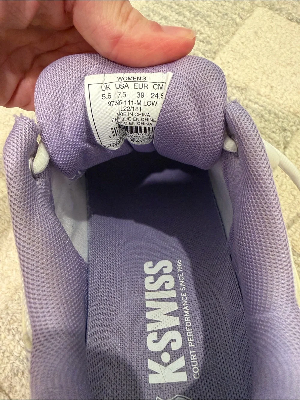 K-Swiss Women's White and Lavender Athletic Sneakers